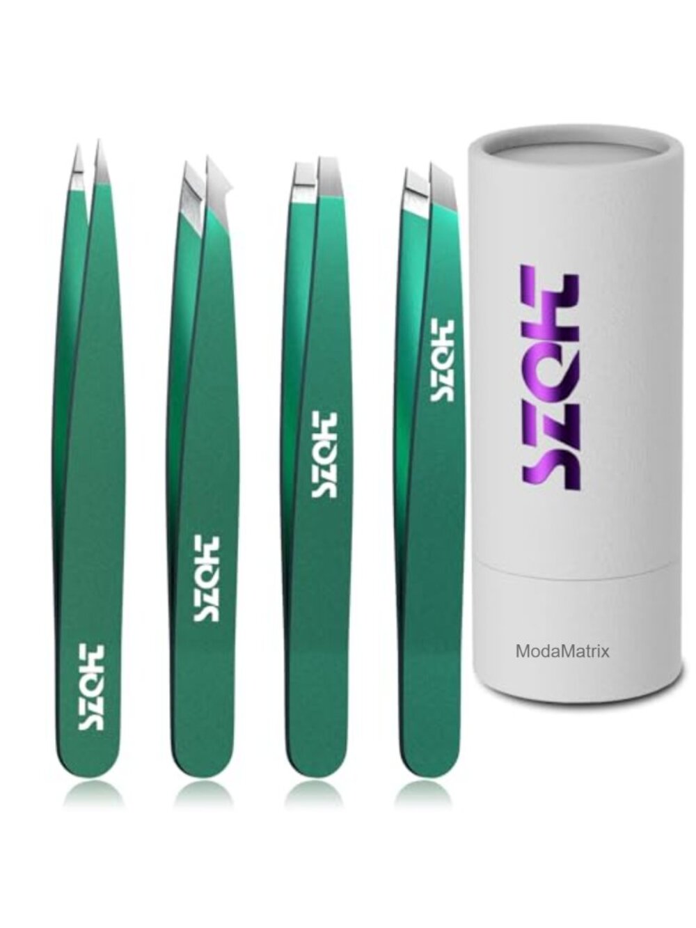 4-Piece Precision Tweezers Set Stainless Steel Slant Pointed Flat Angled